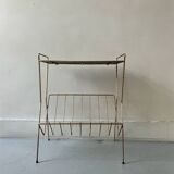 Side table - perforated metal magazine rack, designed by Matégot