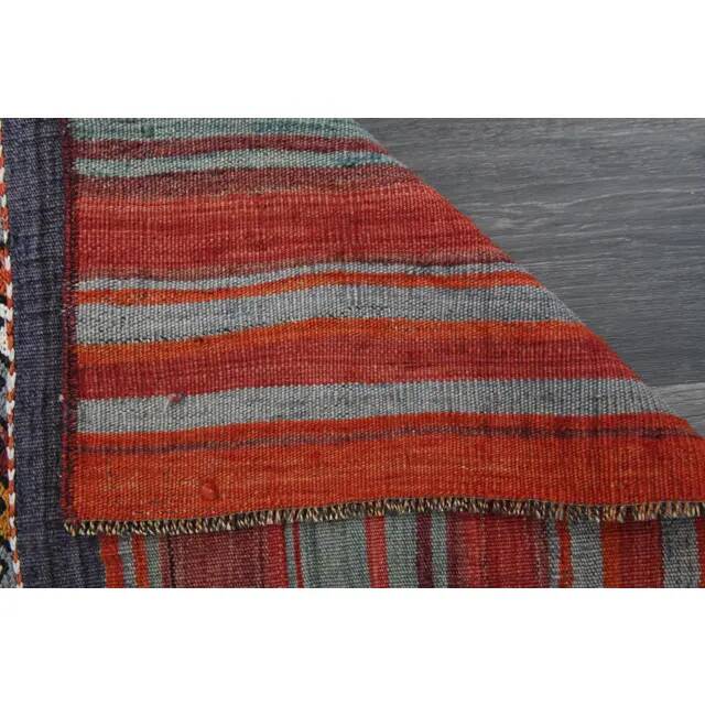 1970s Turkish hand-knotted wool cotton red kilim area rug 123x145
