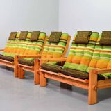 Rainbow Color Yngve Ekstrom Pinewood 3-Seat Dymling Sofa for Swedese 1970s