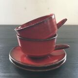 Pair of red cups and saucers