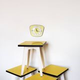 Lot 4 stools wood and formica yellow black and white