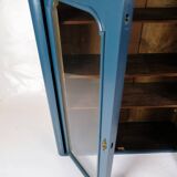 Antique Display Cabinet Painted Blue From 1920s