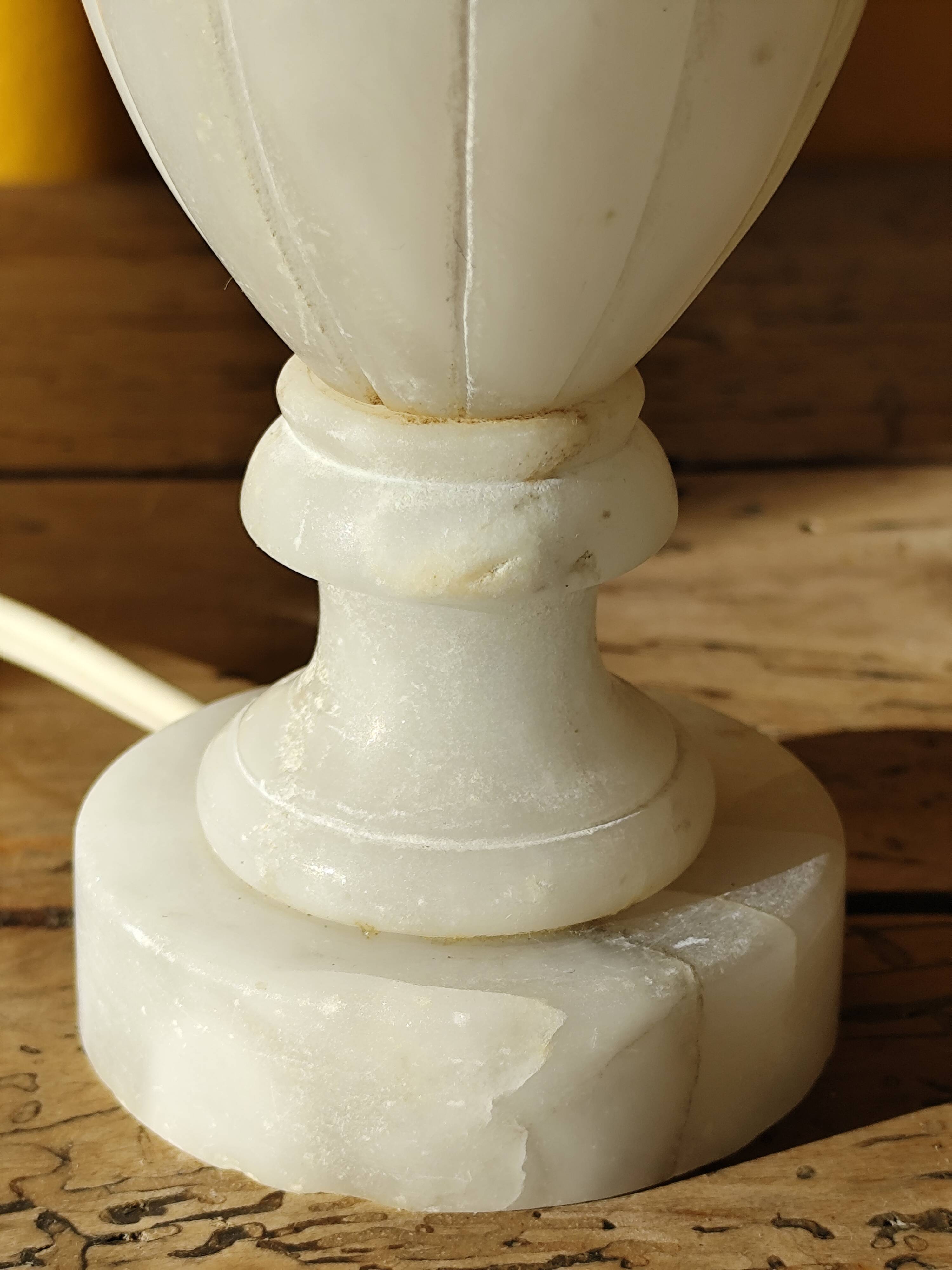 Antique marble lamp base - white stone urn lamp