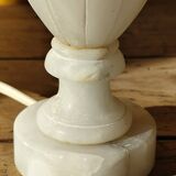 Ancien pied de lampe en marbre - lampe urne en pierre blanche