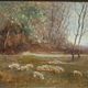 Impressionist painting, oil on wood signed, pastoral scene, Barbizon school