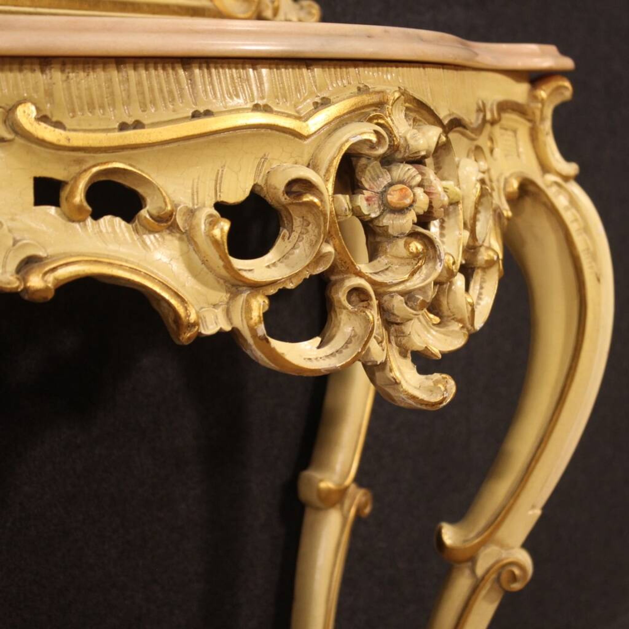 Superbe console italienne avec miroir dans le style Louis XV.