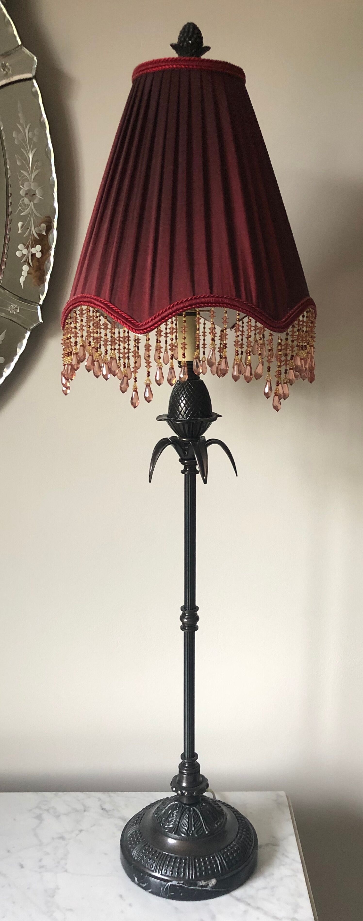 Bronze and marble pineapple lamp