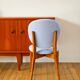 Beech wood chair, reupholstered in baby blue boiled wool, 1950.