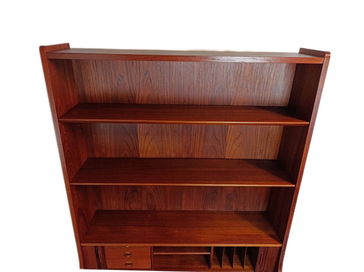 Bureau du secrétaire avec bibliothèque et porte tambour, Johannes Sorth, danois des années 1960 milieu du siècle