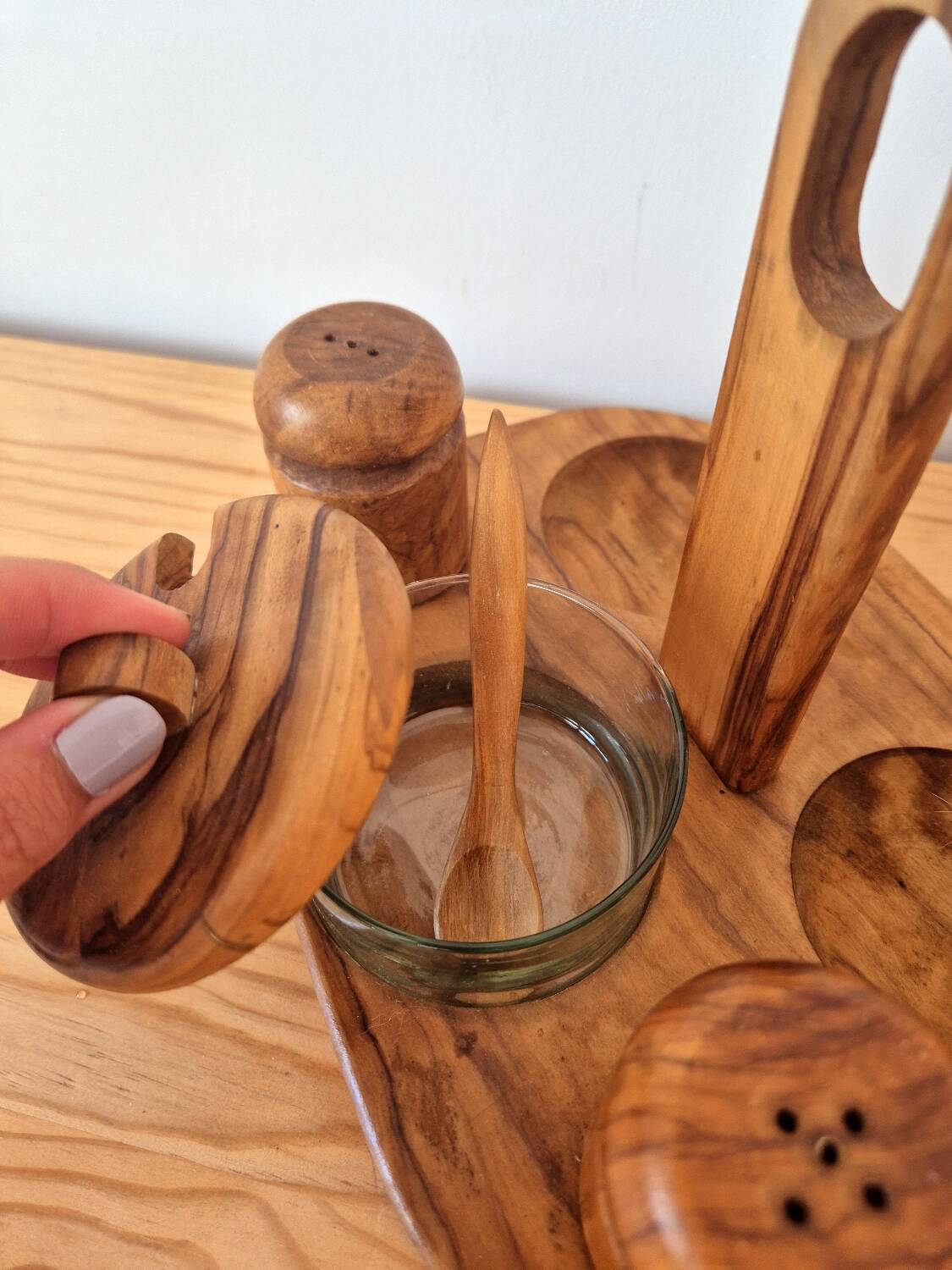 Olive wood spice set