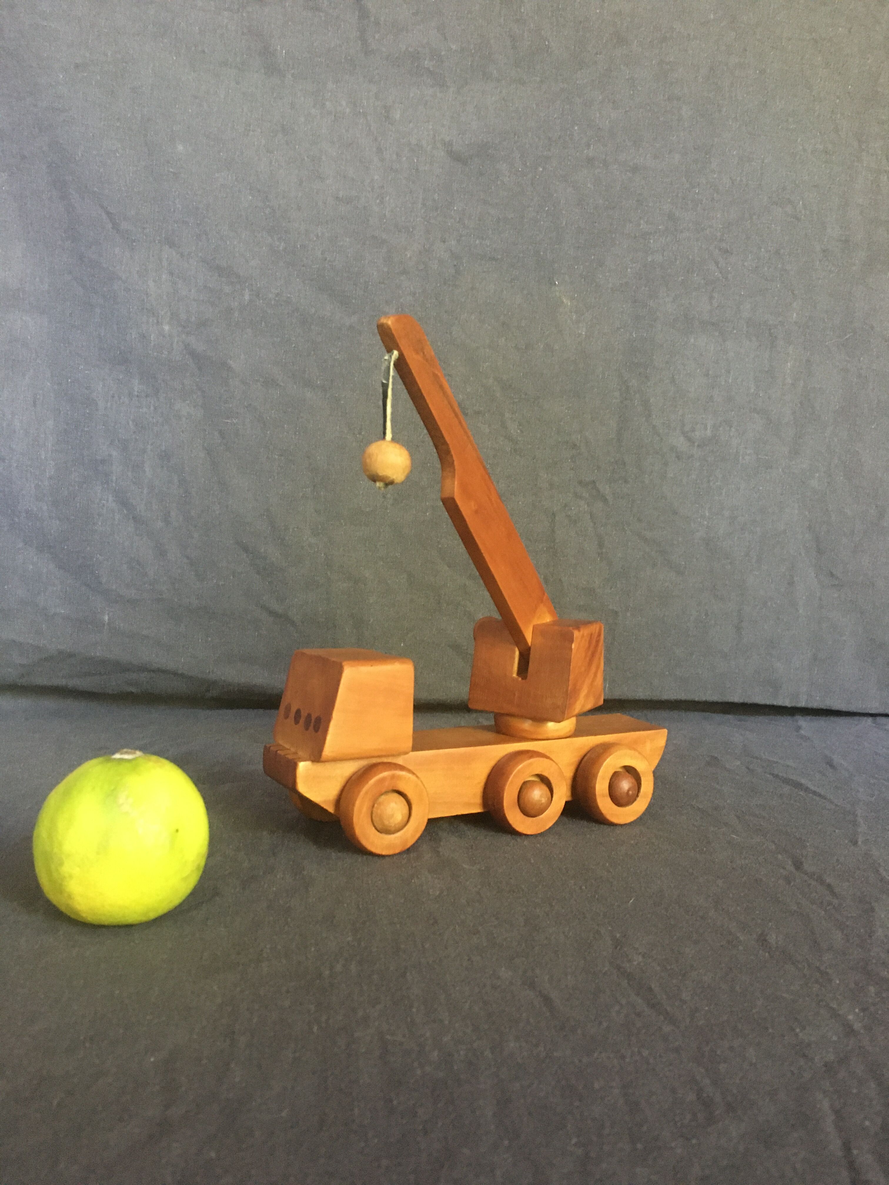 Toy wood truck vintage crane