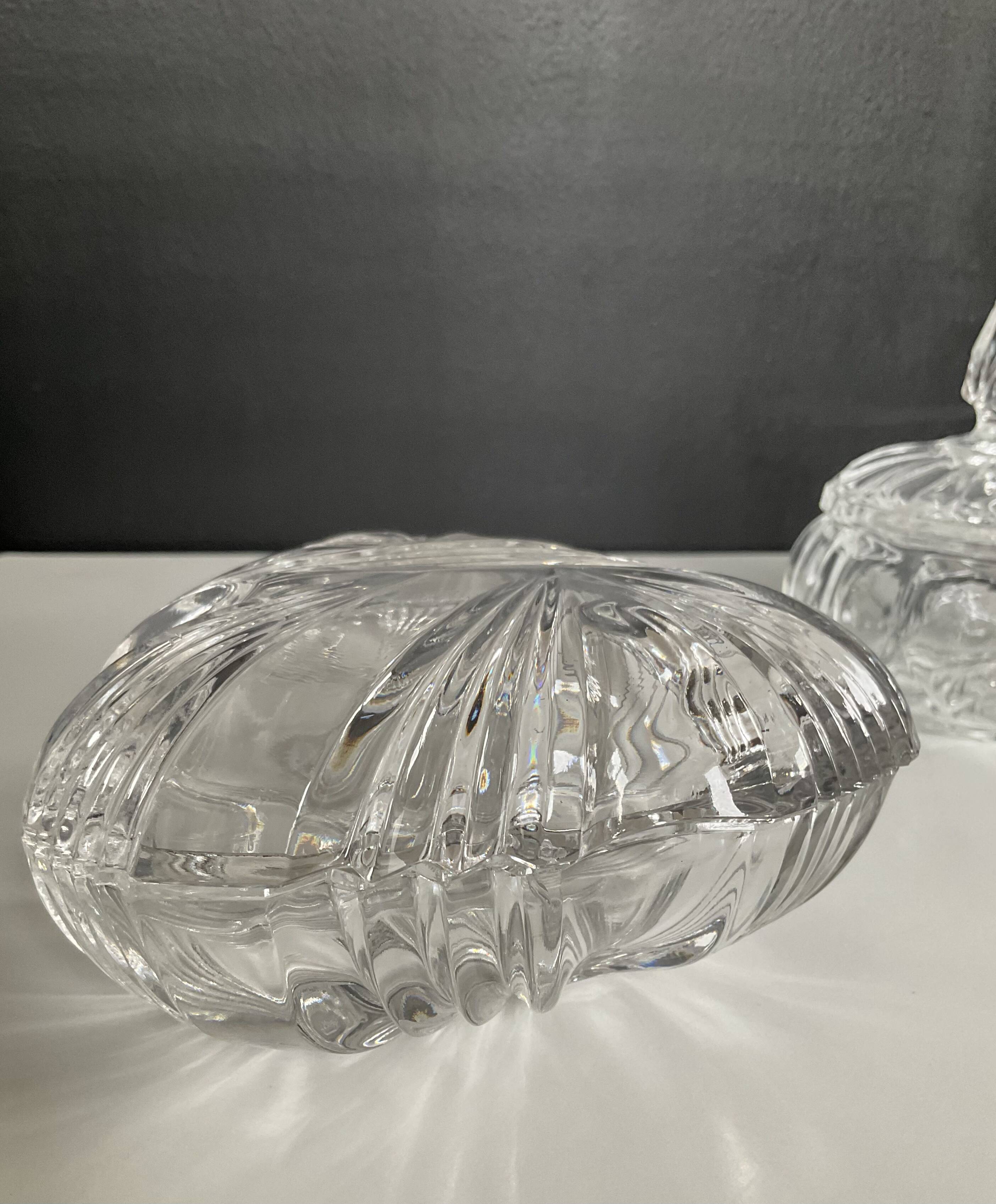 Duo of vintage crystal and glass sweet jars
