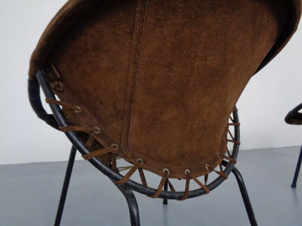Set of vintage suede lounge chairs from Lusch, Germany, 1960s.