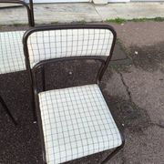 Set of 12 vintage Danish metal and fabric chairs