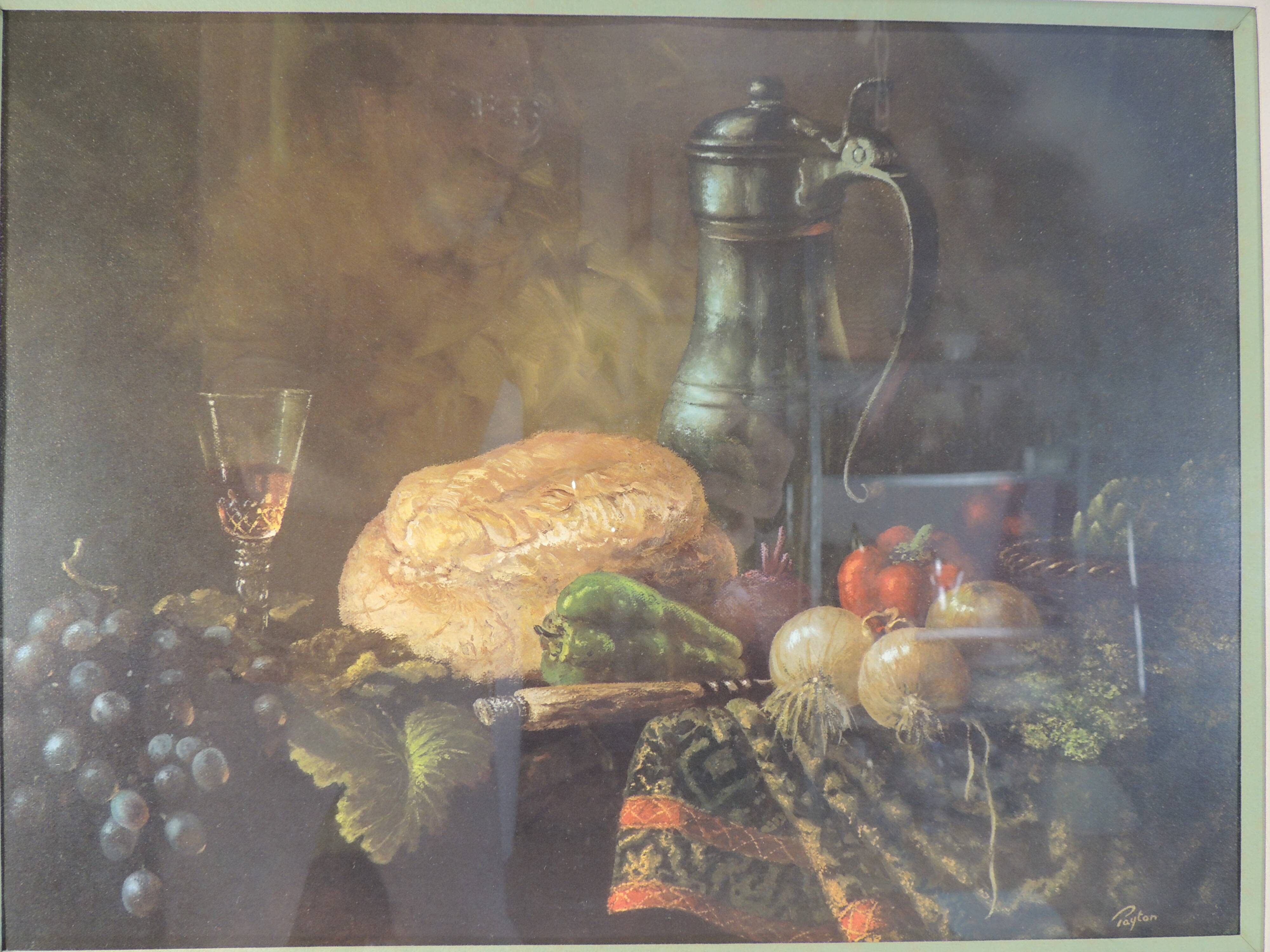 Tableau nature morte reproduction vintage cadre bois