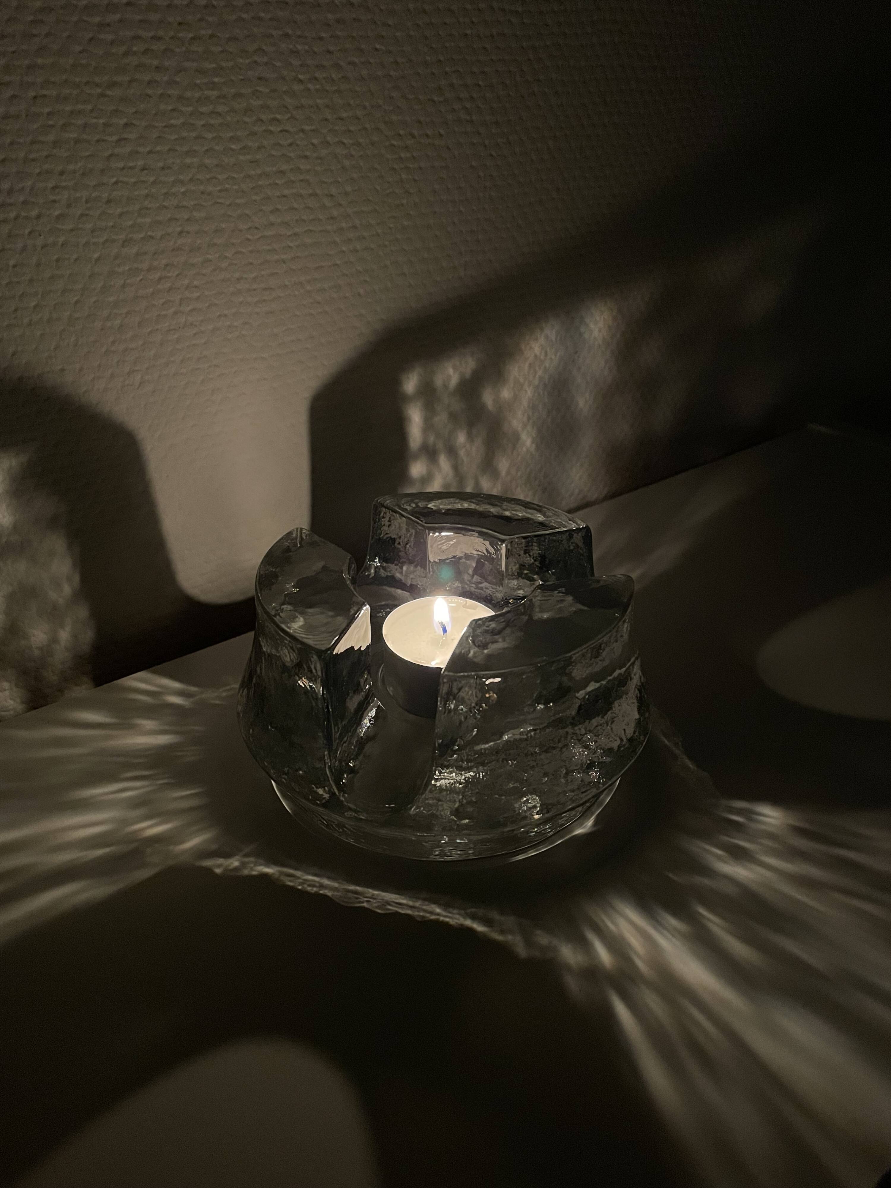 Bougeoir en cristal de verre lourd, chauffe-assiette