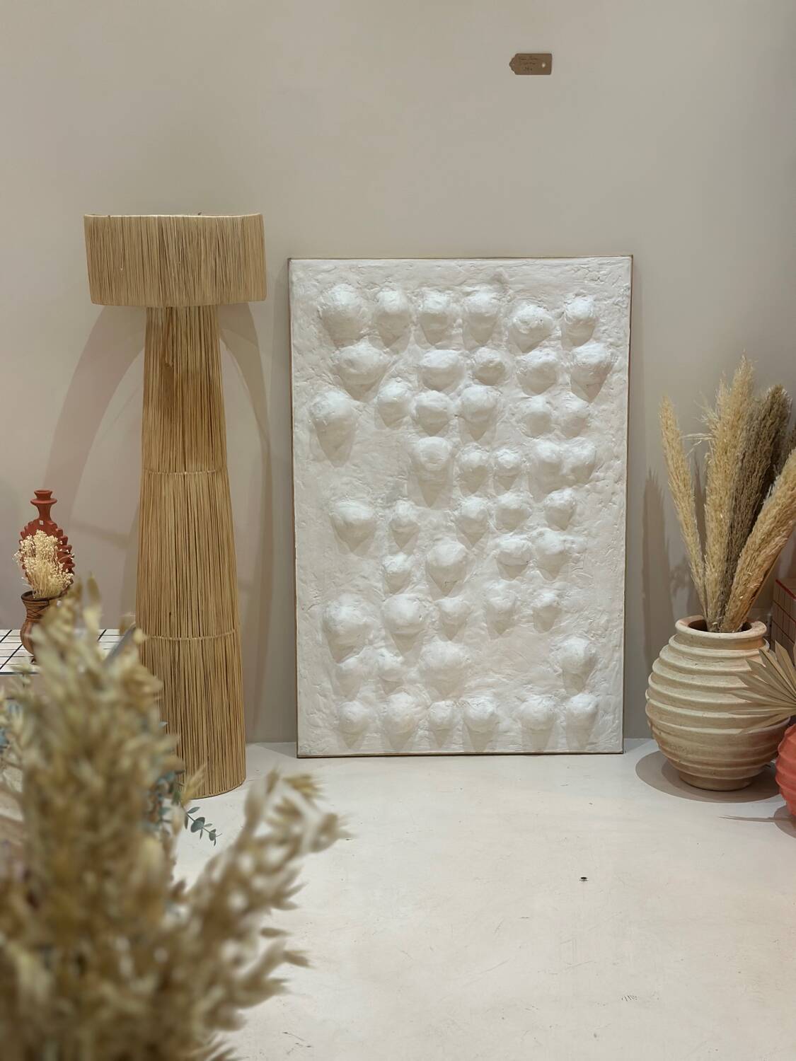 Tableau contemporain texturé relief 3D minimaliste - murmures blancs