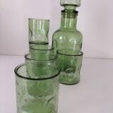Carafe and matching tumblers in molded glass