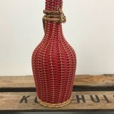 Bottle with rattan weaving and vintage scoubidou