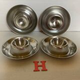 Four Belgium H stainless steel egg cups