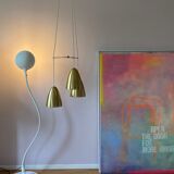 Golden bell mid-century brass pendant lamp set denmark 1960's
