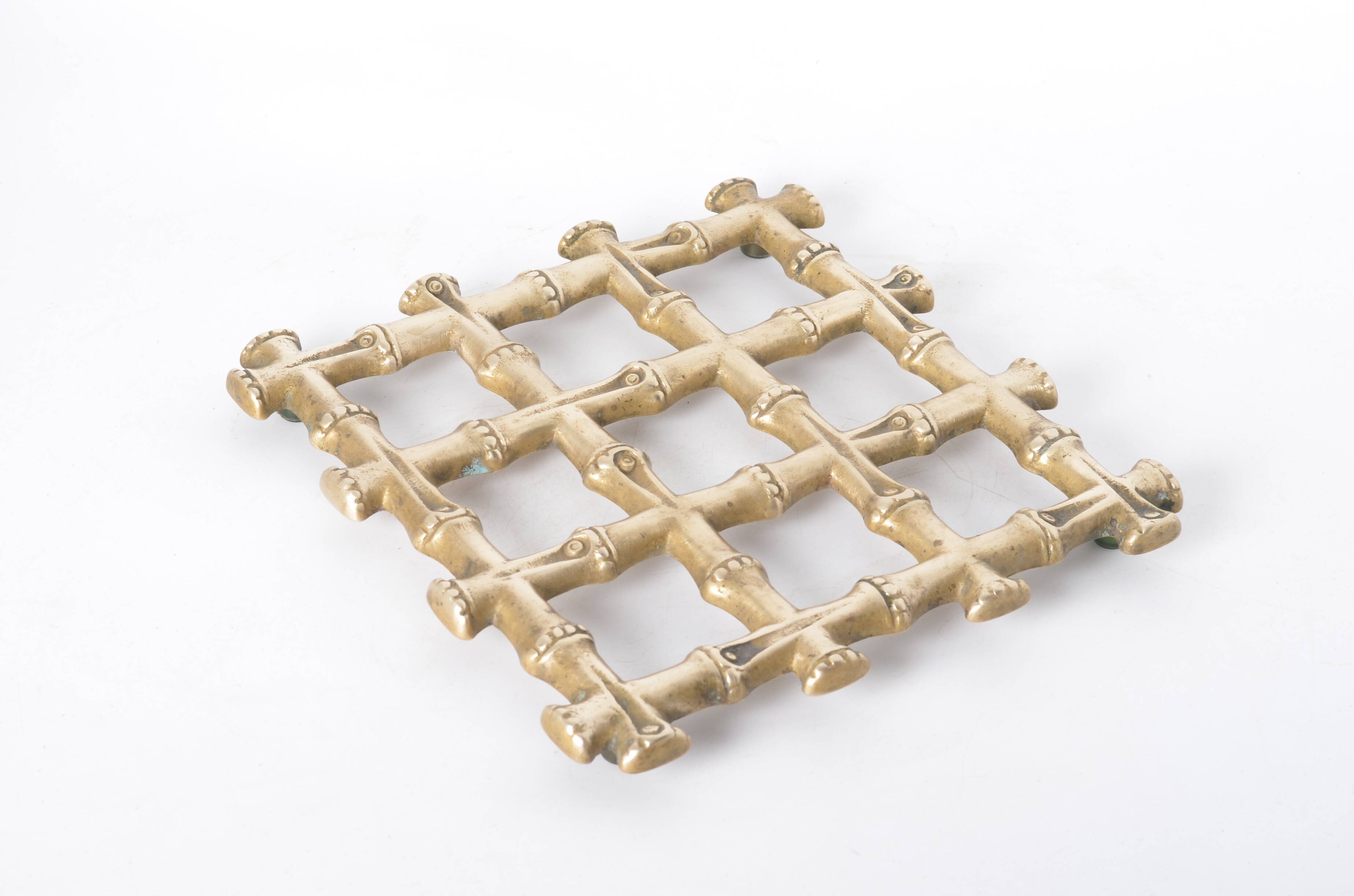 Brass imitation bamboo trivet