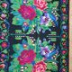 Romanian handwoven carpet green and fuchsia rug made in wool bohemian design