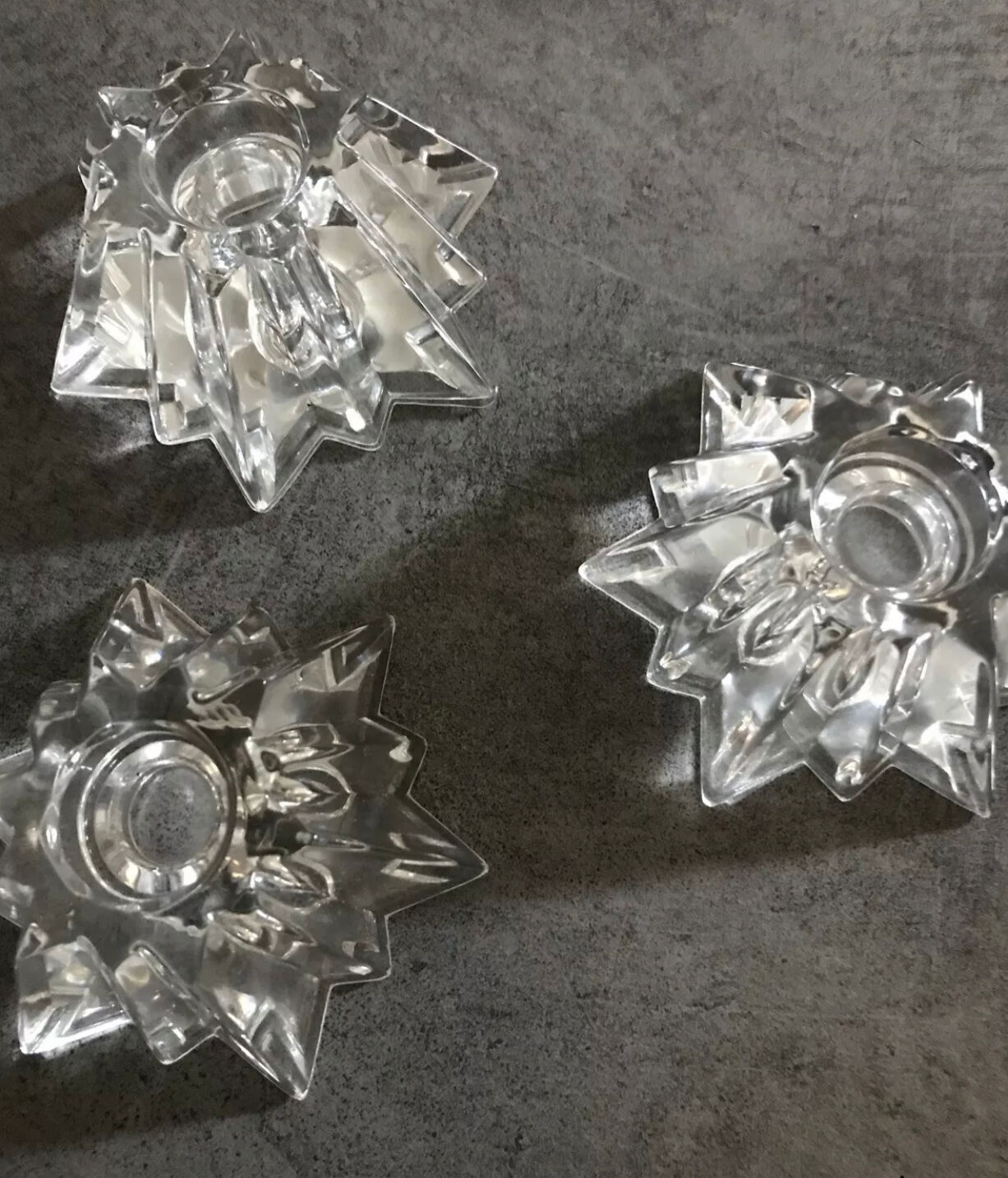 Set of 3 vintage table candle holders star shape