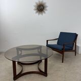 Antique rosewood coffee table with glass top designed by Ingmar Relling for Westnofa, vintage 70s