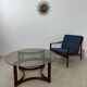 Ancienne table basse en palissandre et plateau de verre design Ingmar Relling pour Westnofa vintag annees 70