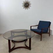 Antique rosewood coffee table with glass top designed by Ingmar Relling for Westnofa, vintage 70s