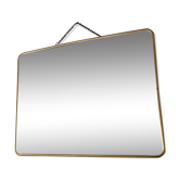 Miroir barbier 40x30cm doré beige vintage 1960