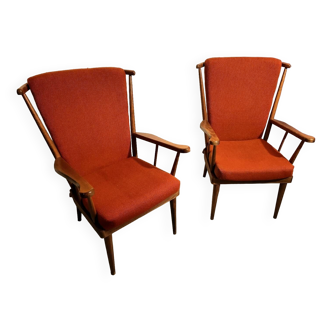 Pair of Baumann fan model armchairs