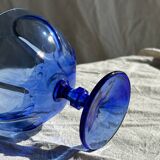 5 blue glass stemmed ice cream bowls