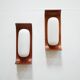 Pair of teak and opaline wall lamps by Goffredo Reggiani