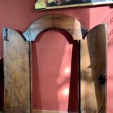 Antique Rustic Tuscan Window in Chestnut with Original Wrought Iron Hardware, 1800s