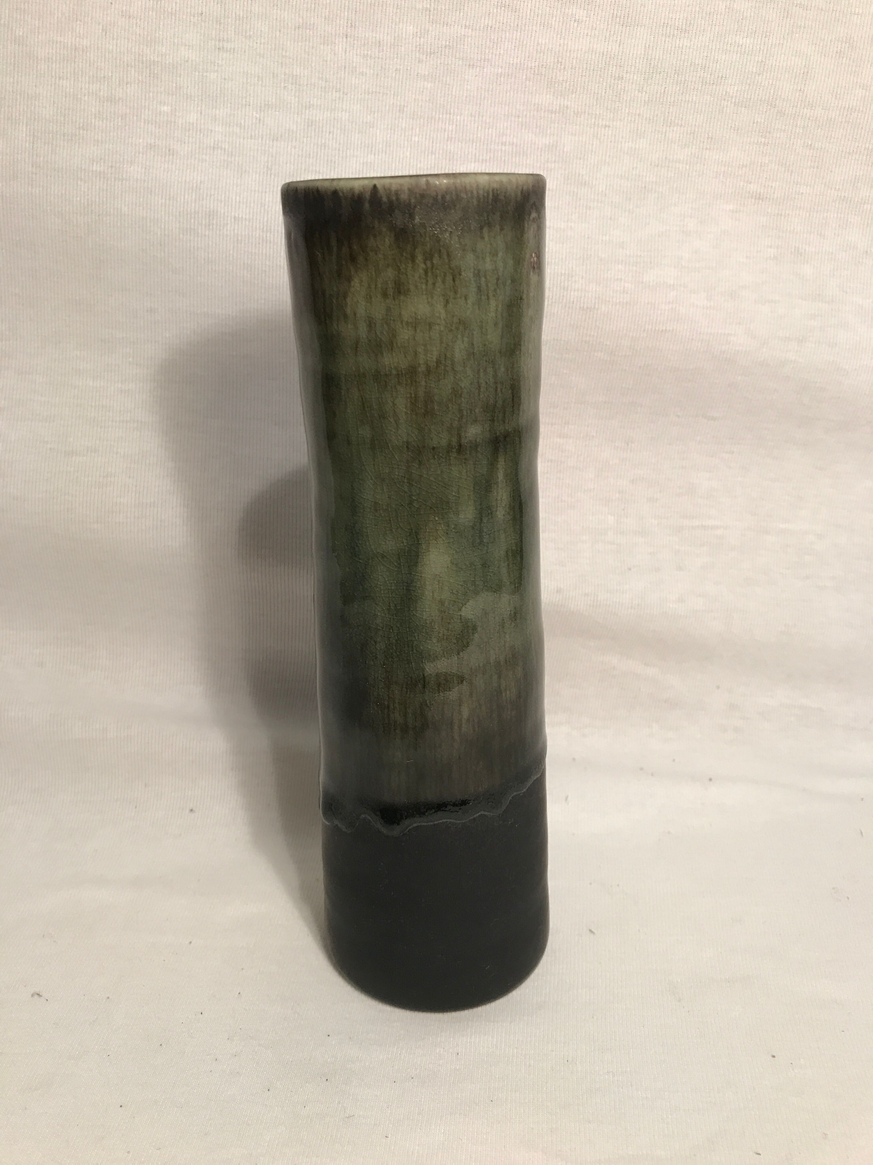 Old Gander vase model my - cylinder ceramic black & green flowers to decoration