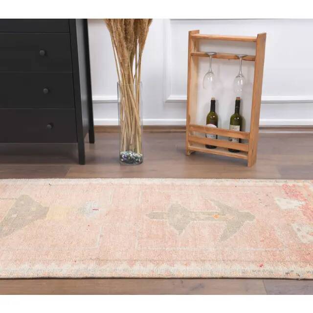 Vintage Turkish Hand-Knotted Wool Cotton Beige Runner Rug