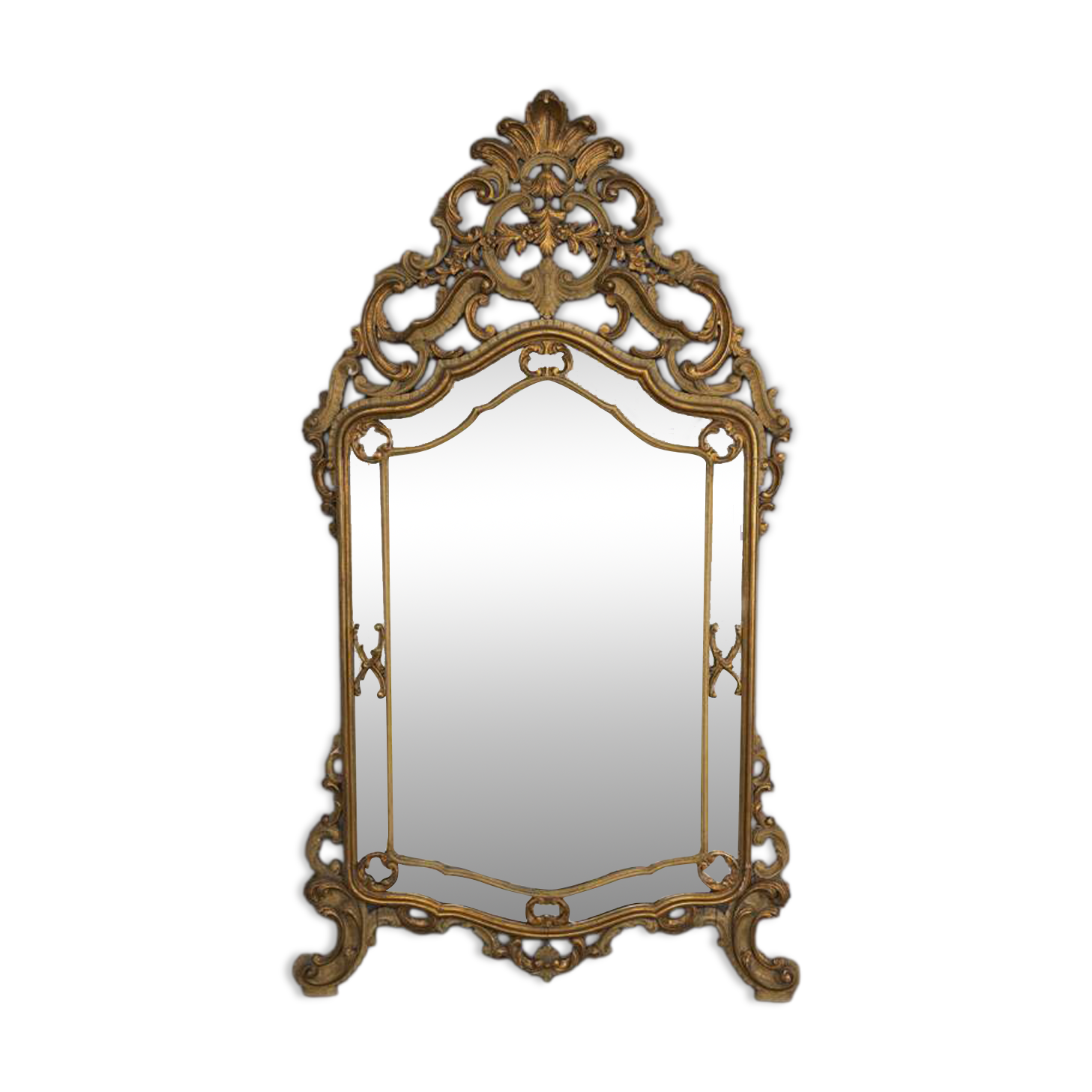 MIROIR MURAL DU DÉBUT DU XXE SIÈCLE EN BOIS DORÉ DE STYLE BAROQUE