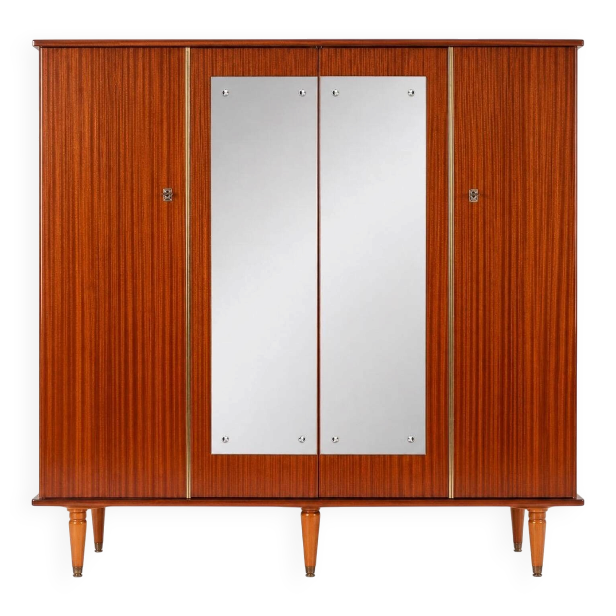 Rosewood wardrobe, mirrors & gilded brass — Art Deco style
