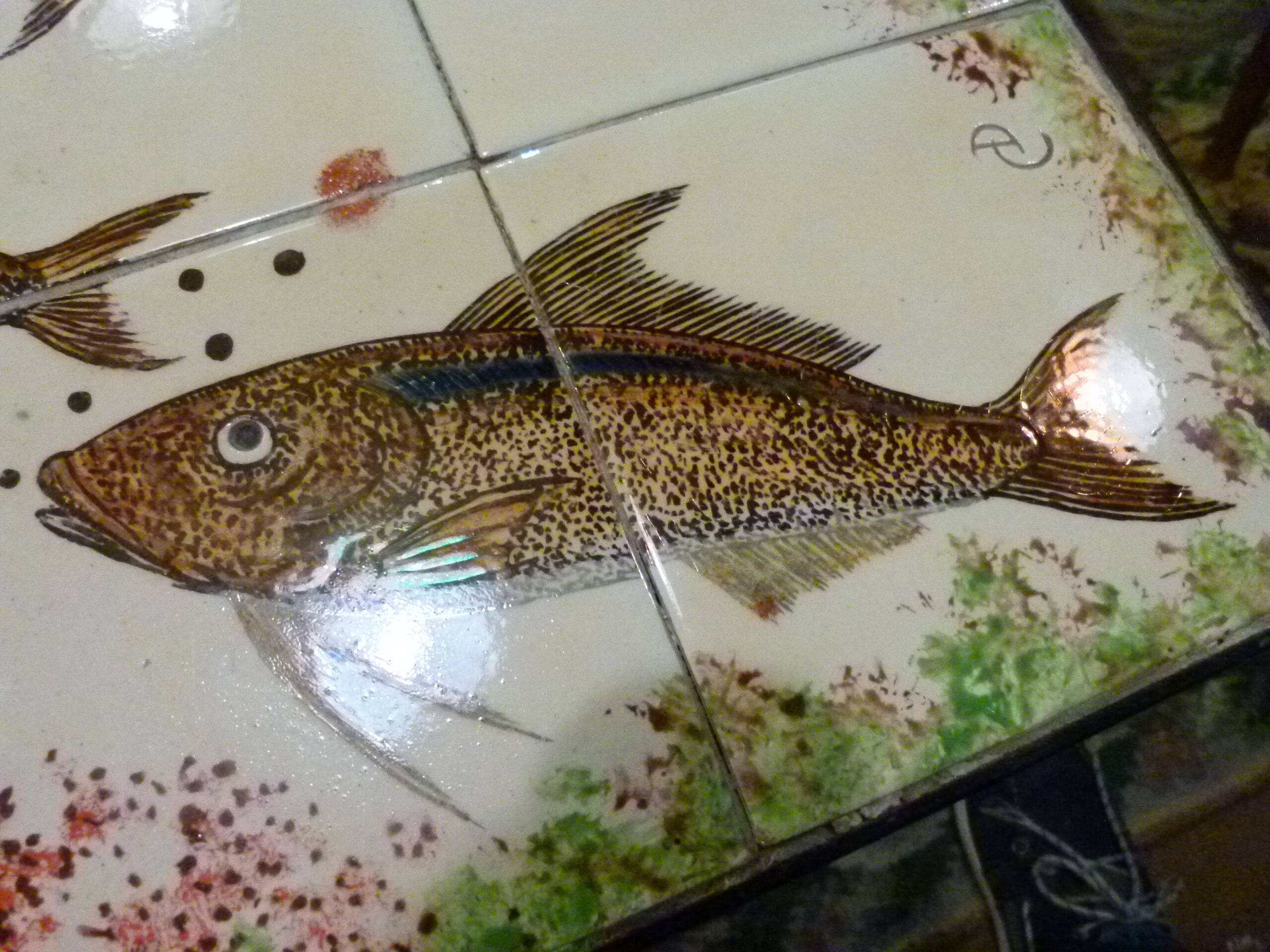 Ceramic coffee table with fish patterns