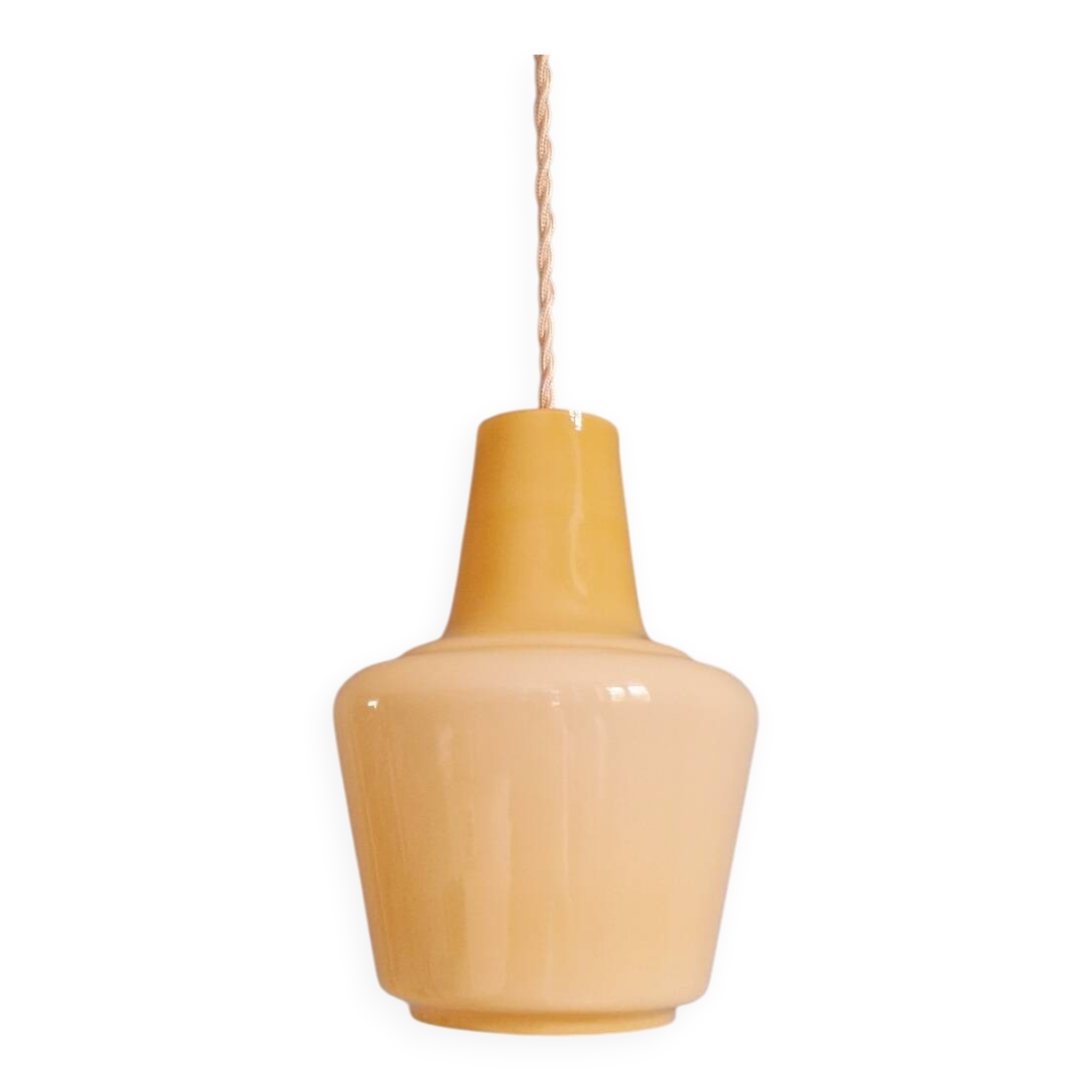 Scandinavian honey-colored opaline pendant light, 1960s
