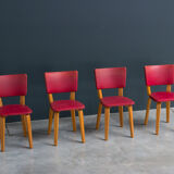 Lot de 4 chaises en plywood conçu par Cor Alons ed. C. de Boer, 1950
