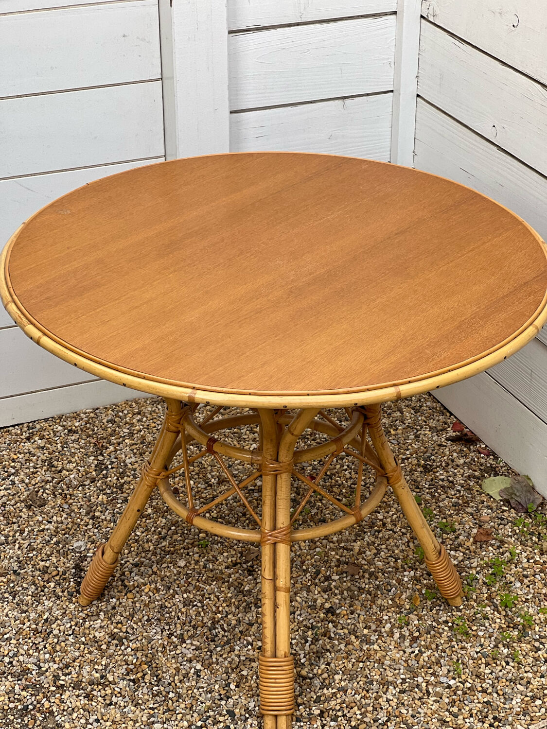 Vintage rattan dining table.