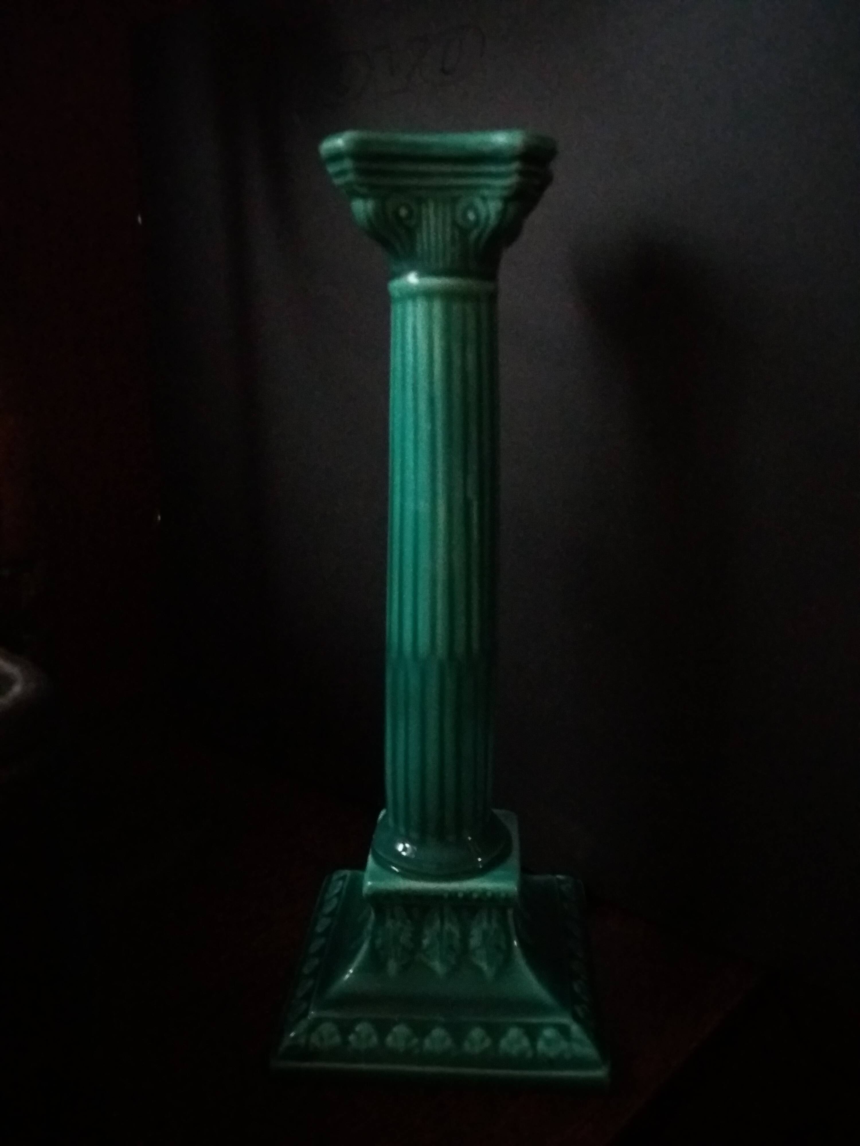 Niderviller emerald green column candle holder