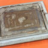 Oil table on panel 1940s Scene Cow boy on horseback, oasis...