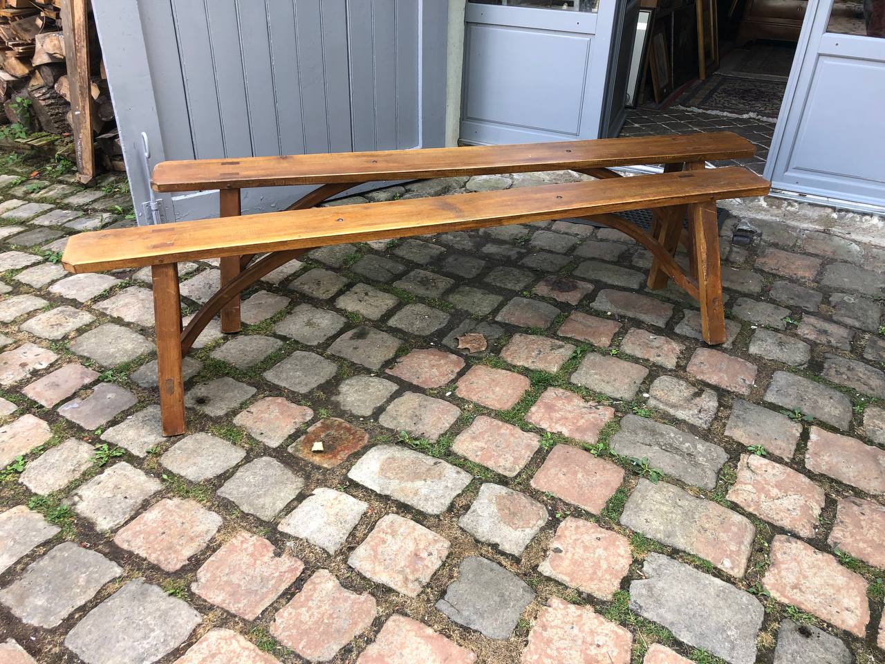Pair of solid oak benches