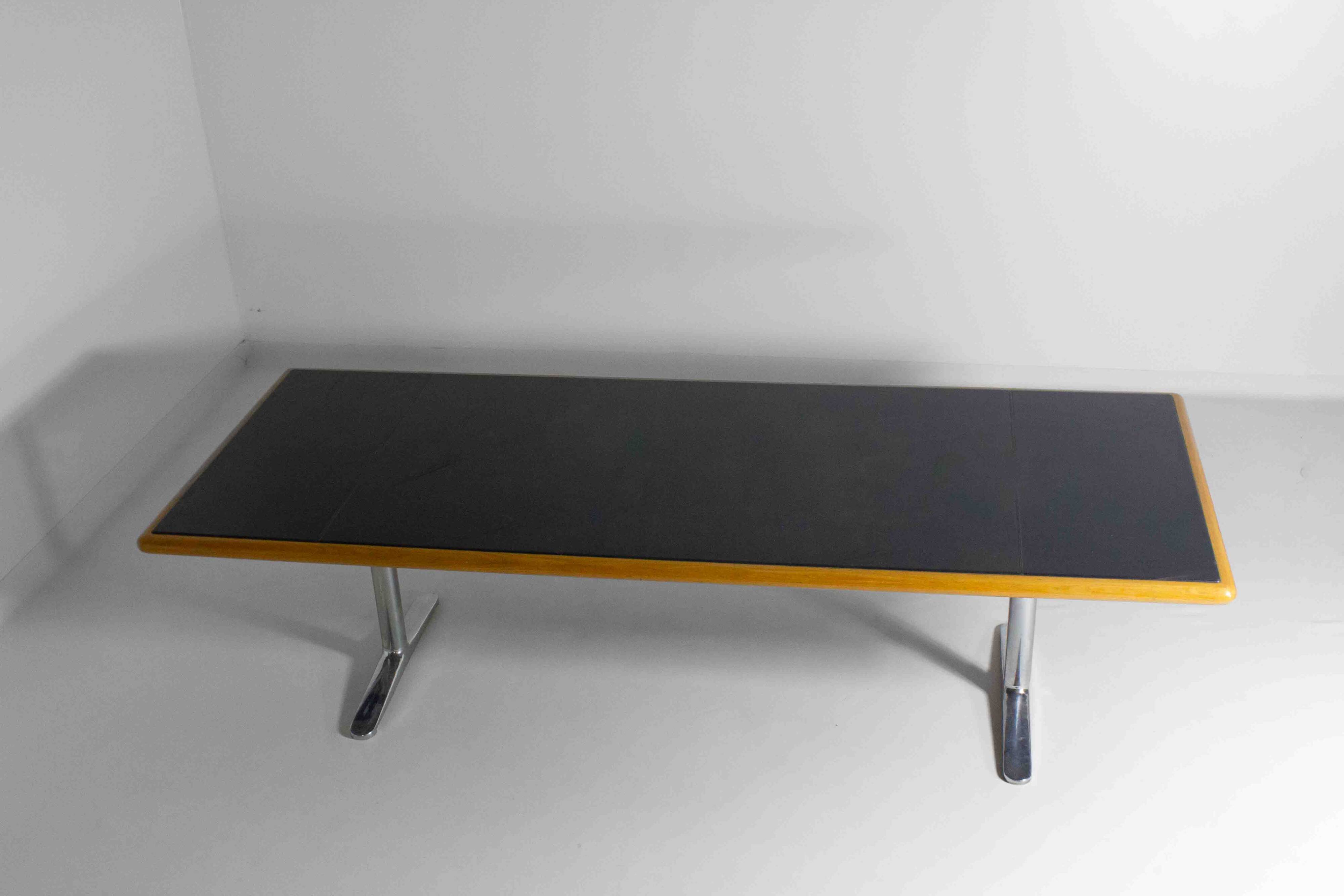 Warren Platner Large Leather Desk by Knoll International, 1973