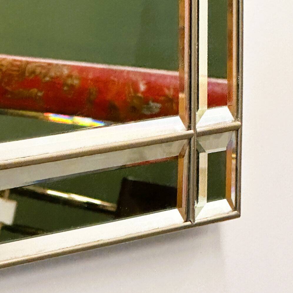 Miroir mural octogonal en laiton et miroir des années 1980 – style hollywood regency italien