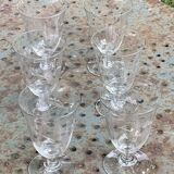 6 grands verres à vin anciens, motif floral ciseles,